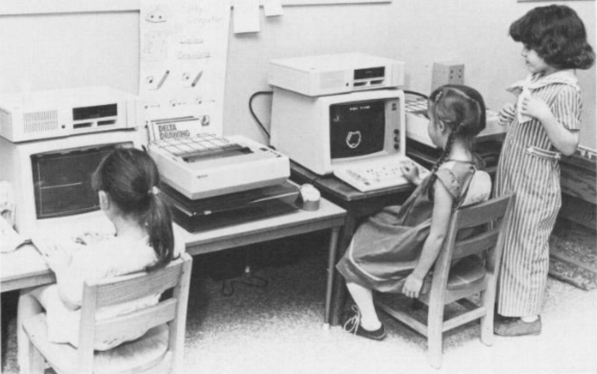 CDL students using IBM Junior computers