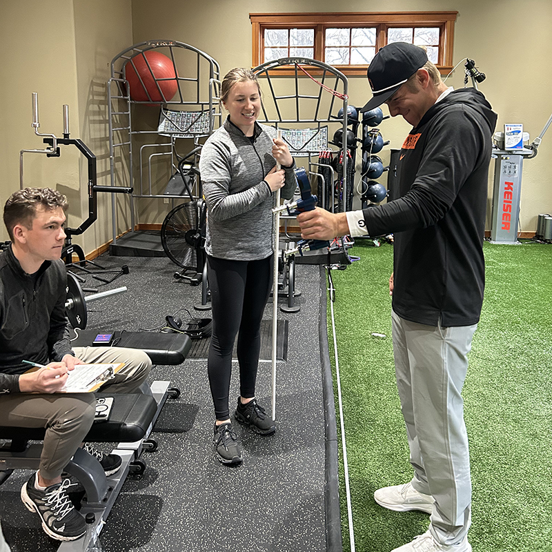 Golfer in the lab doing tests