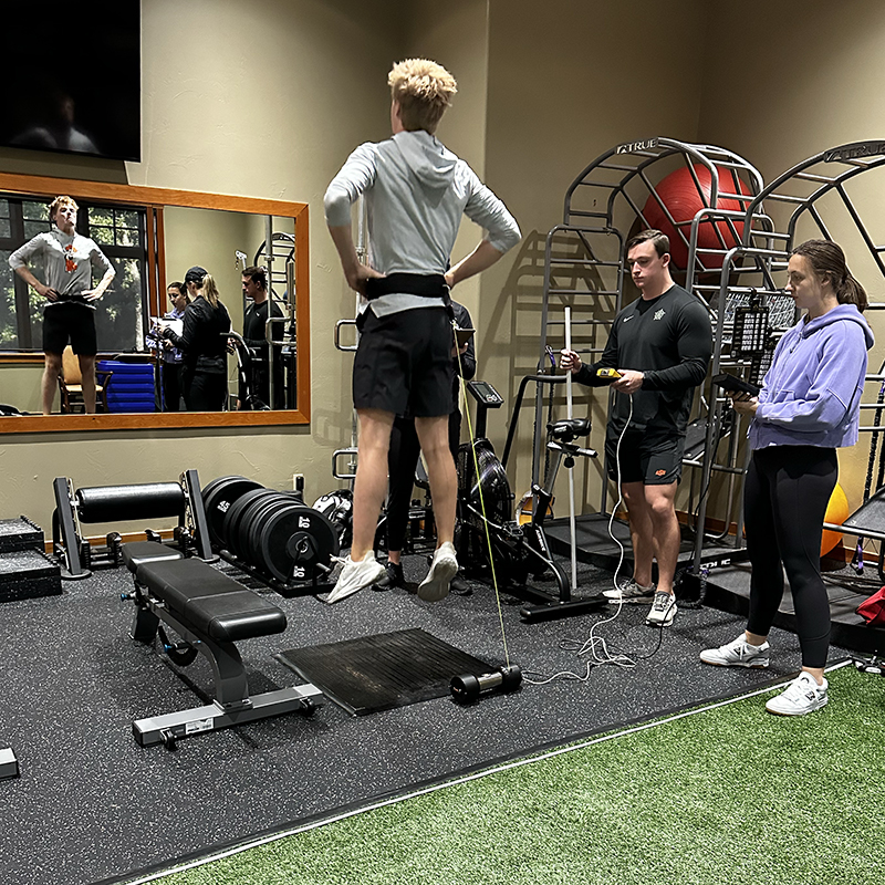 Golfer in the lab testing jump height