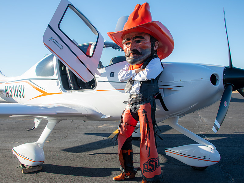 Pistol Pete at the OSU Flight Center